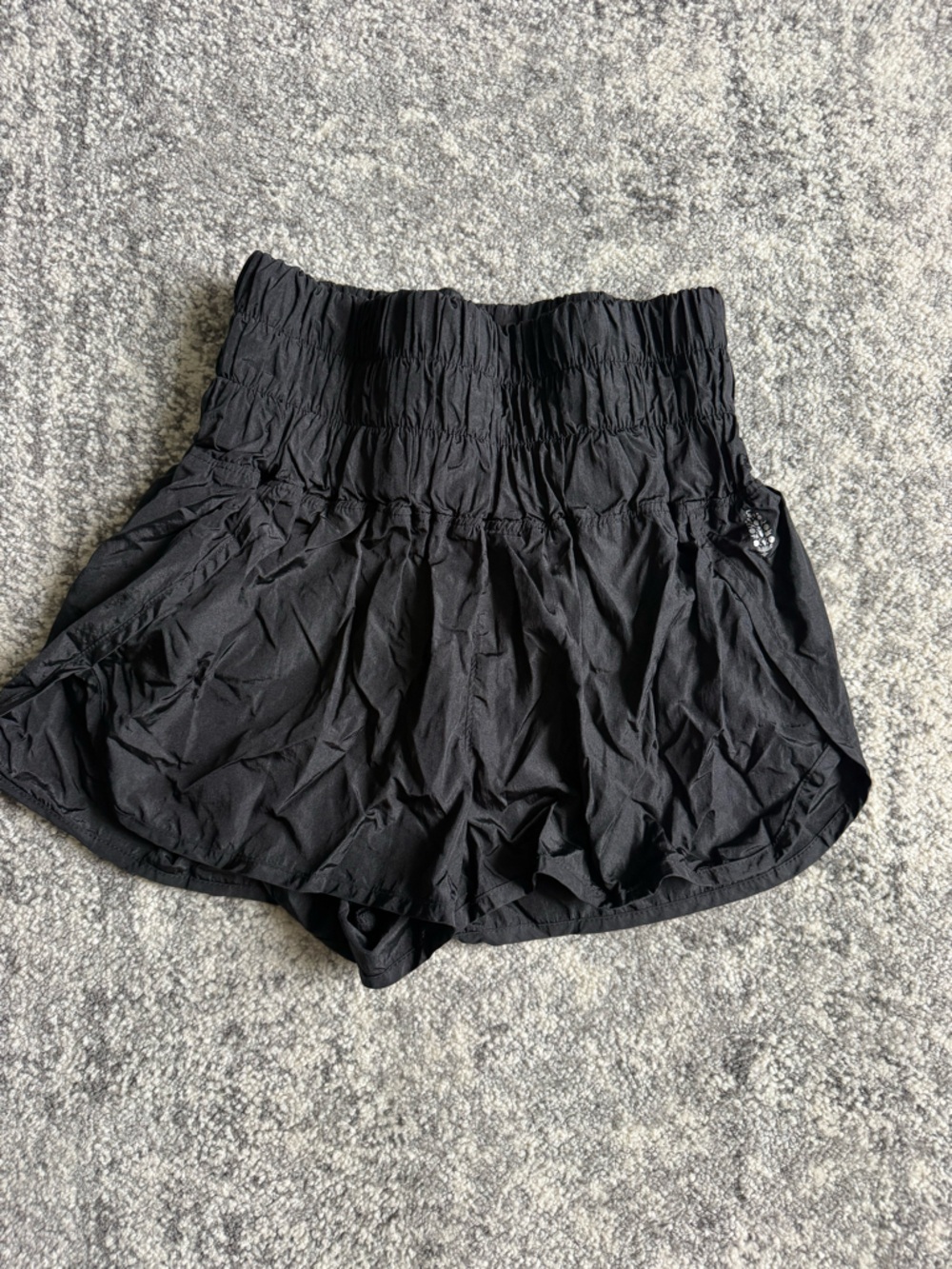 FP Movement by Free People Black Smocked Waist Athletic Shorts